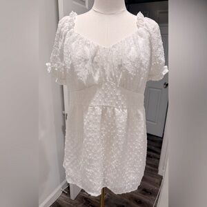 Maacie White Swiss Dot Maternity Babydoll Top – Size L